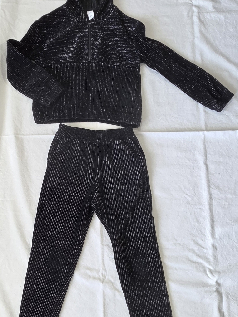 BCG Girls' Lifestyle Velour 1/4-Zip Hoodie and Shimmer Joggers Lounge Set